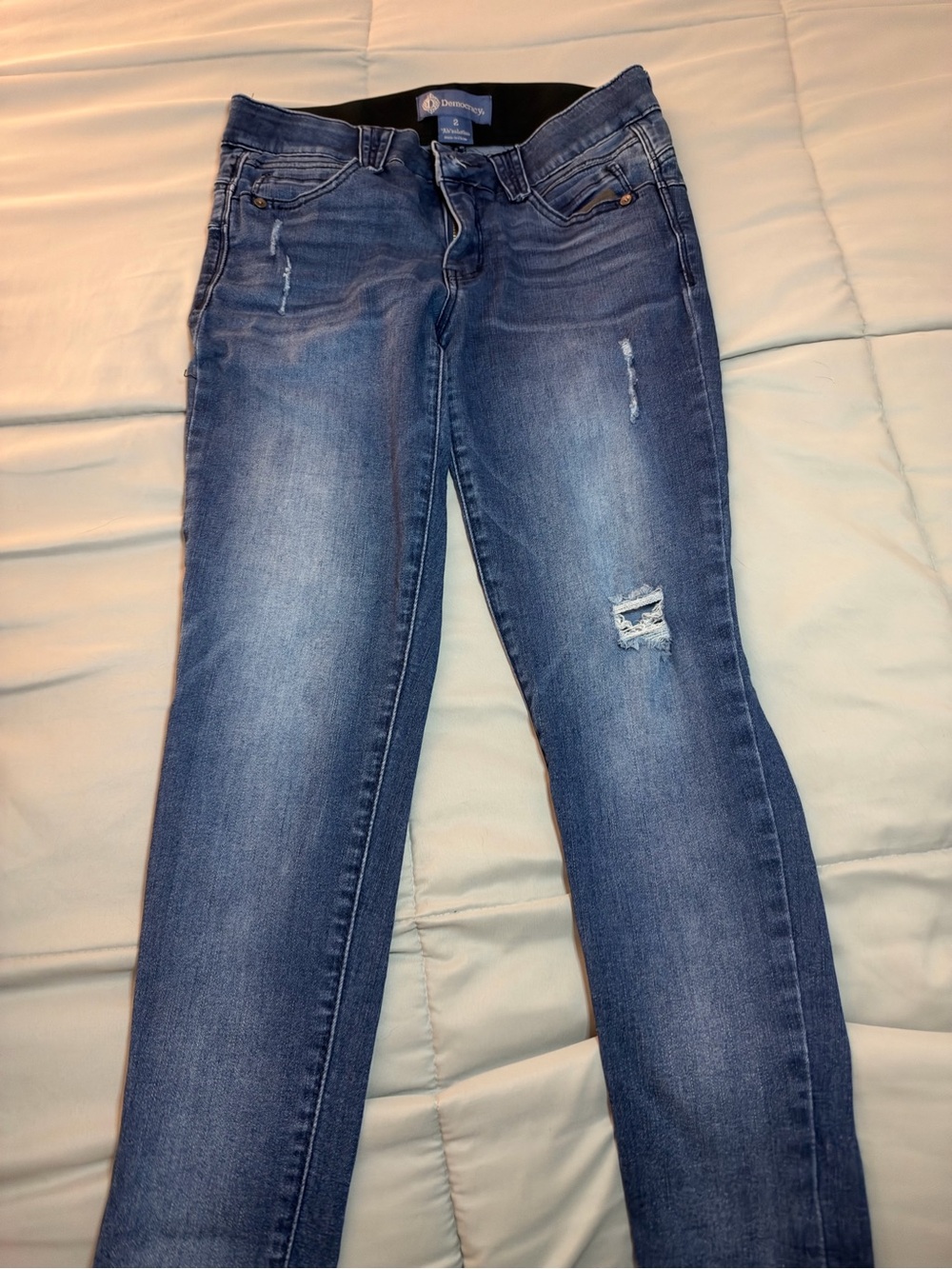 Democracy Women’s Distressed Skinny Jeans - Blue Wash